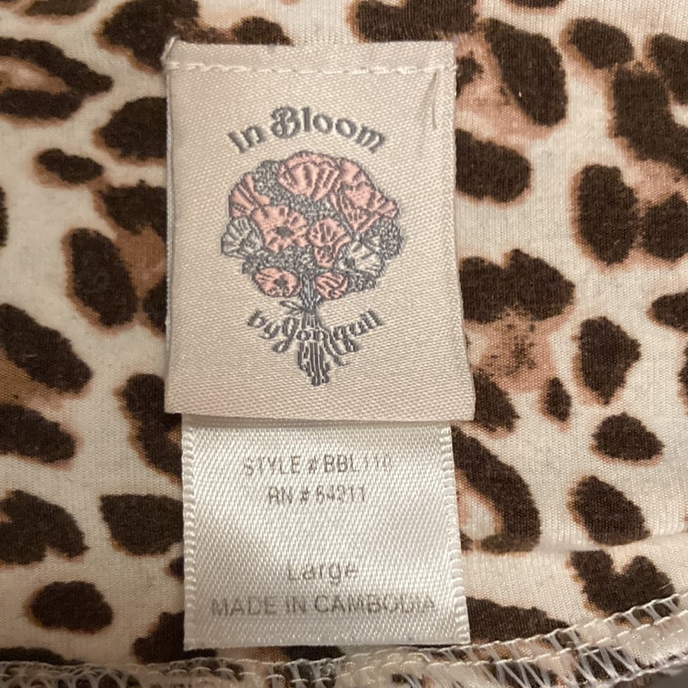 IN BLOOM by JONQUIL Cheetah Print Chemise Cream Lace, Pink Trim Womens Large - Picture 14 of 16